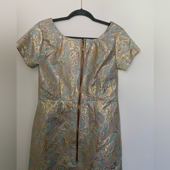 Hand Sewn Metallic Paisley Pencil Style Dress - Picture 5 of 11